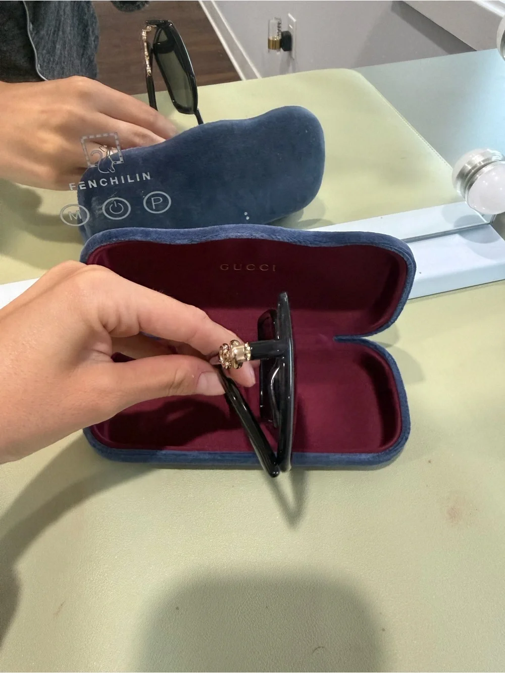 Gucci Black Square Sunglasses with Dark Lenses